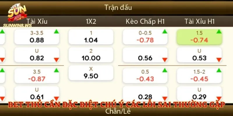 Bet thủ cần đặc biệt chú ý các lỗi sai thường gặp