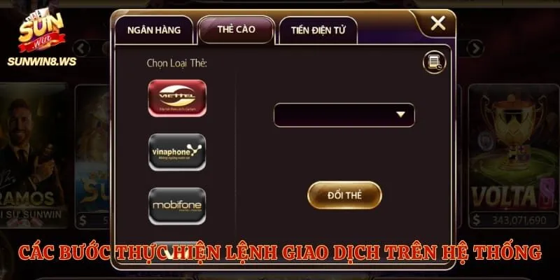 Các bước thực hiện lệnh giao dịch trên hệ thống