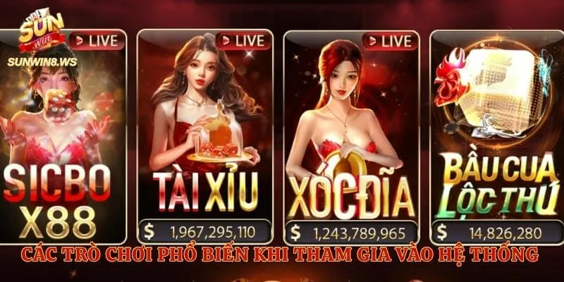 Các trò chơi phổ biến khi tham gia vào hệ thống cổng game