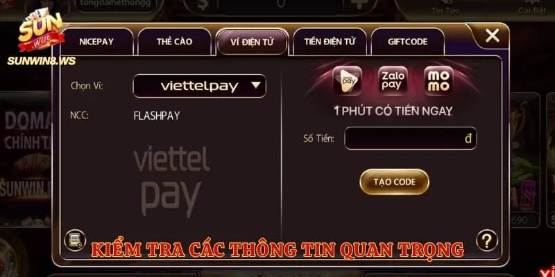 Kiểm tra các thông tin quan trọng