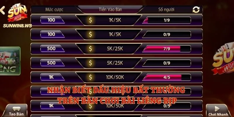 Nhận biết dấu hiệu bất thường trên bàn chơi bài liêng bịp