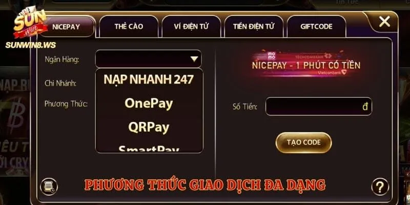 Phương thức giao dịch đa dạng